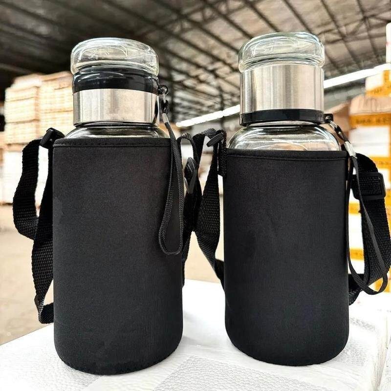 1L大容量玻璃水杯 带茶仓杯套