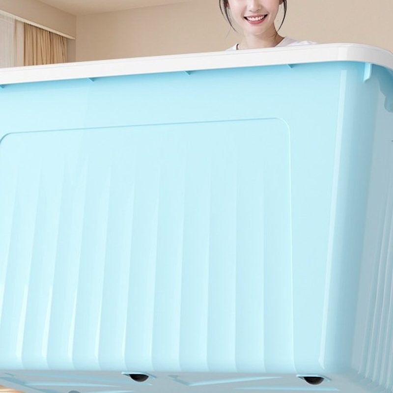 加厚特大号收纳箱 浅蓝带轮 细节图1